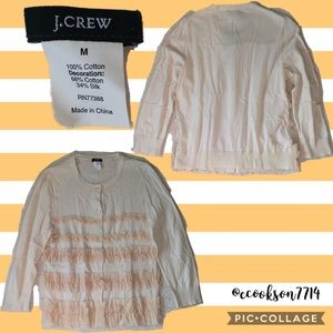 sale J crew ivory cardigan szM frill duo